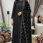 Black Velvet Shawl - Hand Embellished