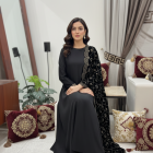 Black Velvet Shawl Hand Embellished