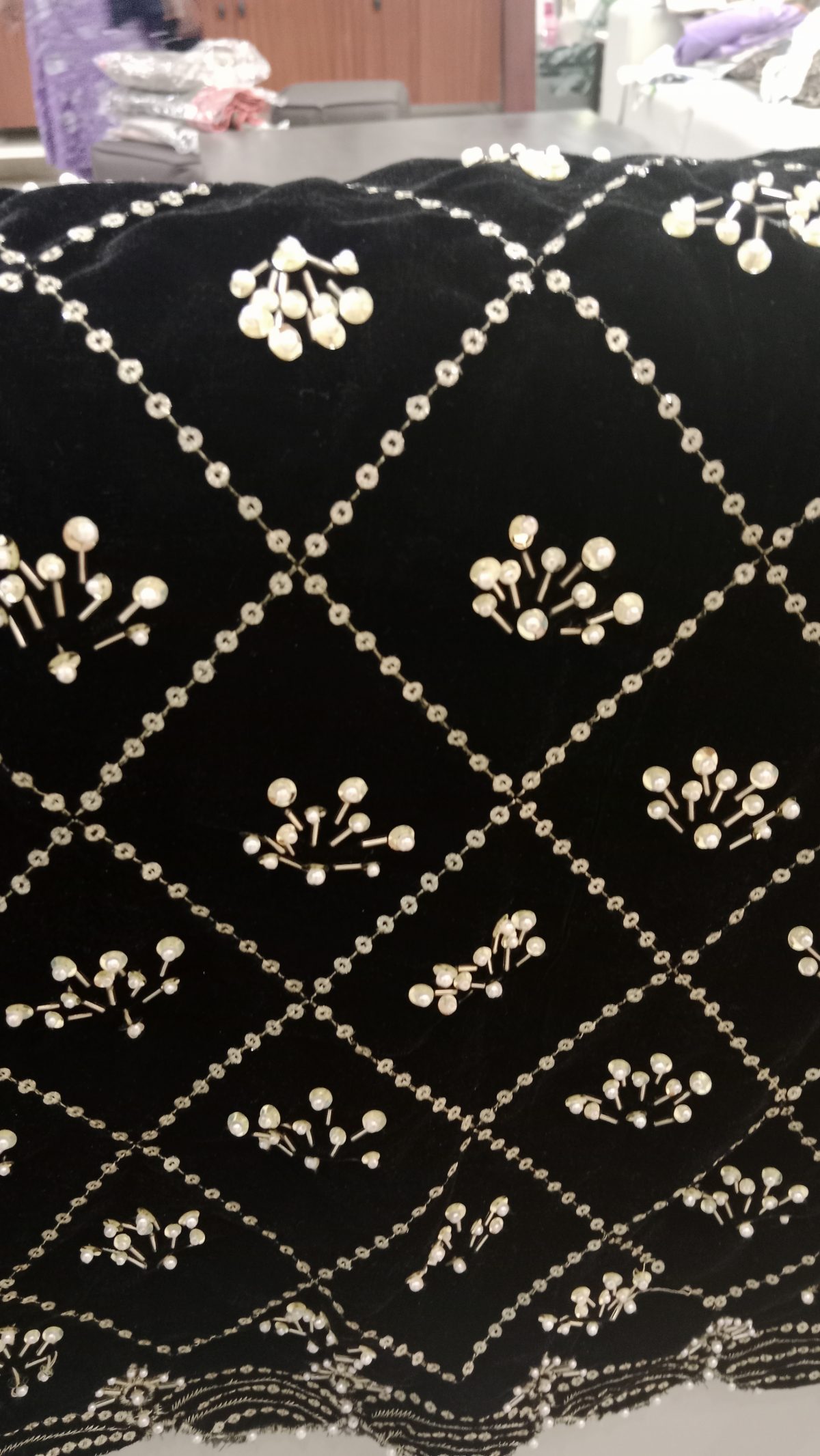 Black Velvet Shawl – Hand Embellished