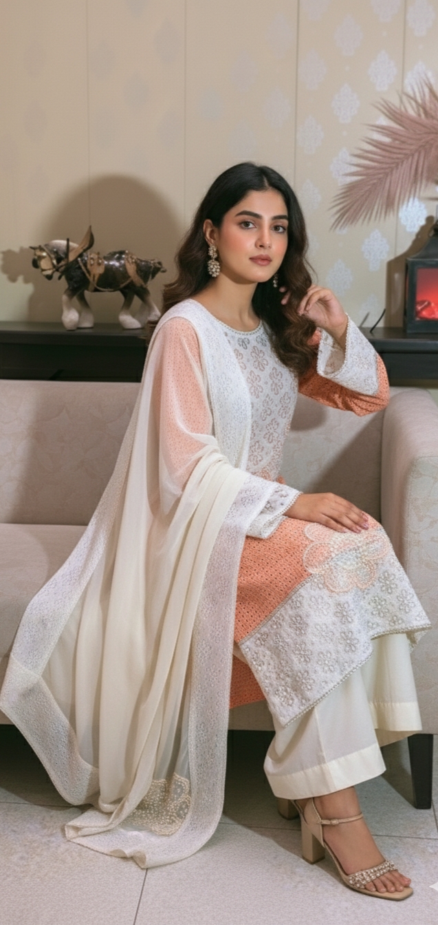 Cream-colored fabric net