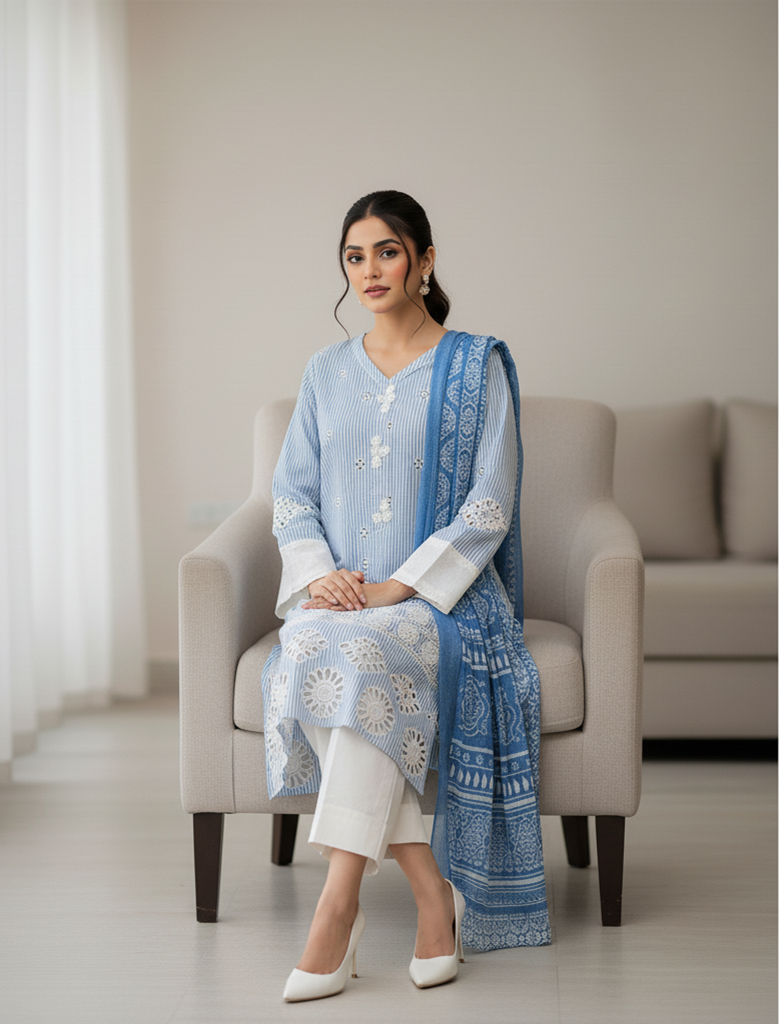 Chikankari-inspired cutwork