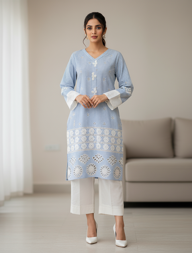 Chikankari-inspired cutwork