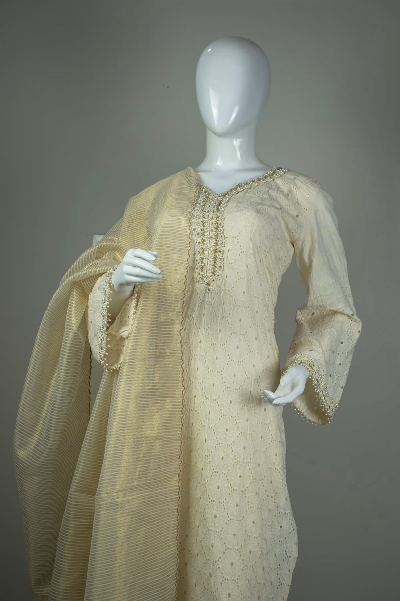 Chikankari Hand Embellished - Skin