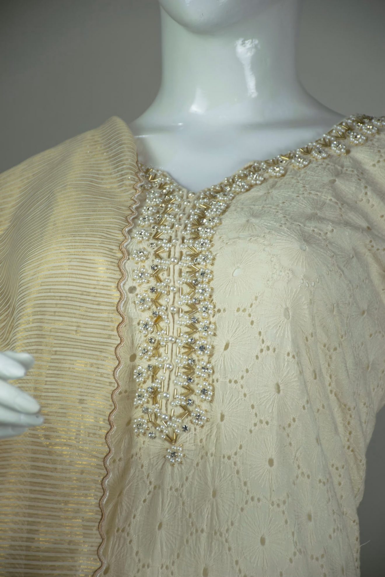Chikankari Hand Embellished - Skin
