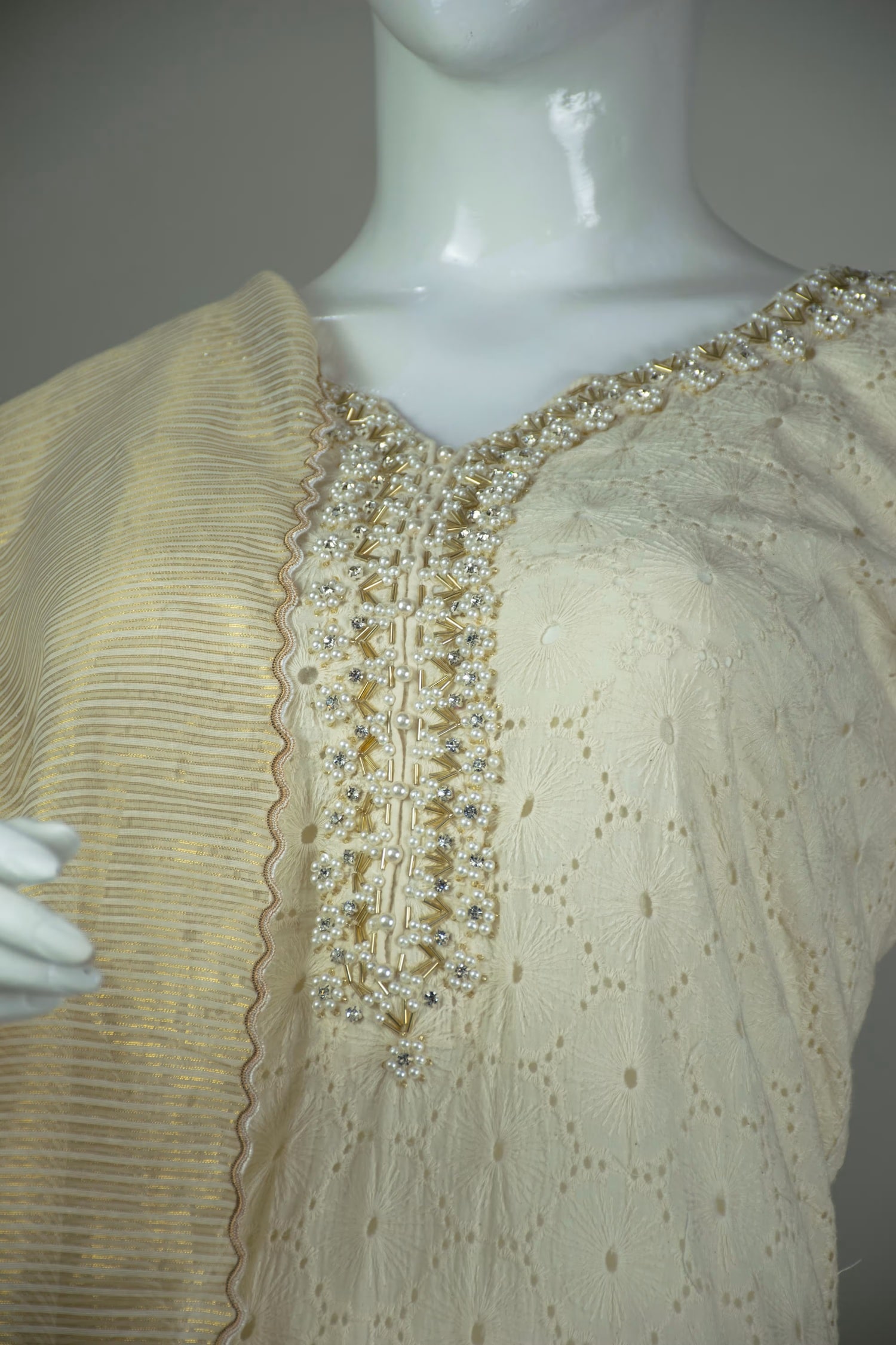 Chikankari Hand Embellished - Skin