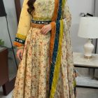 Cream organza lehenga