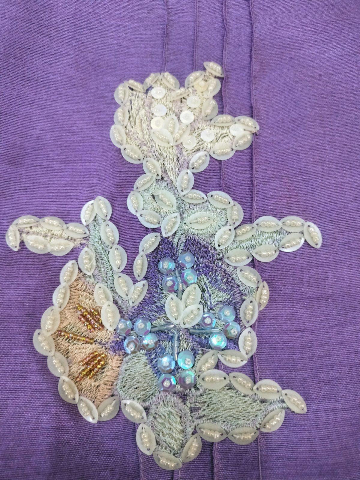 Purple raw silk with organza Patch