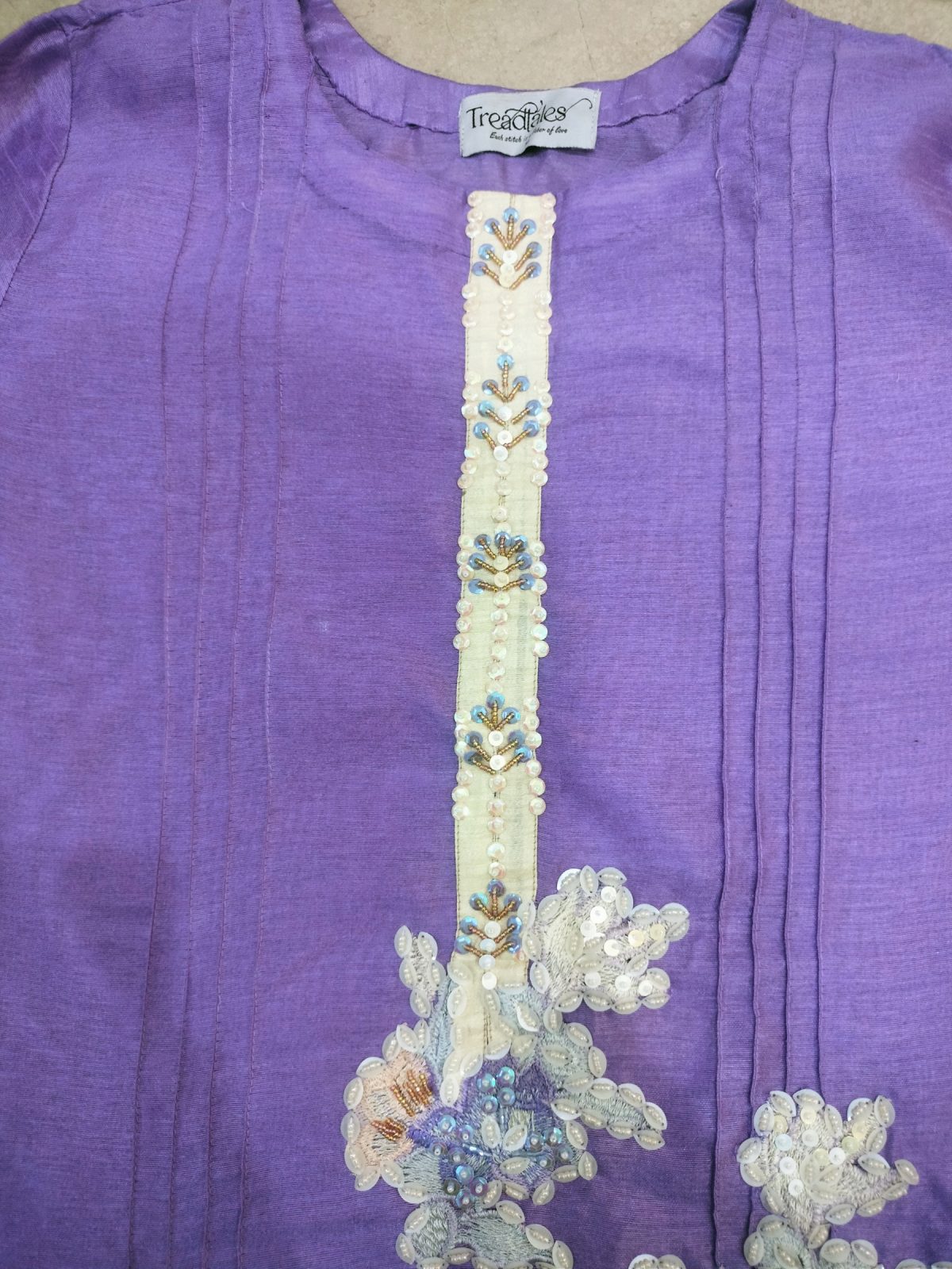 Purple raw silk with organza Patch