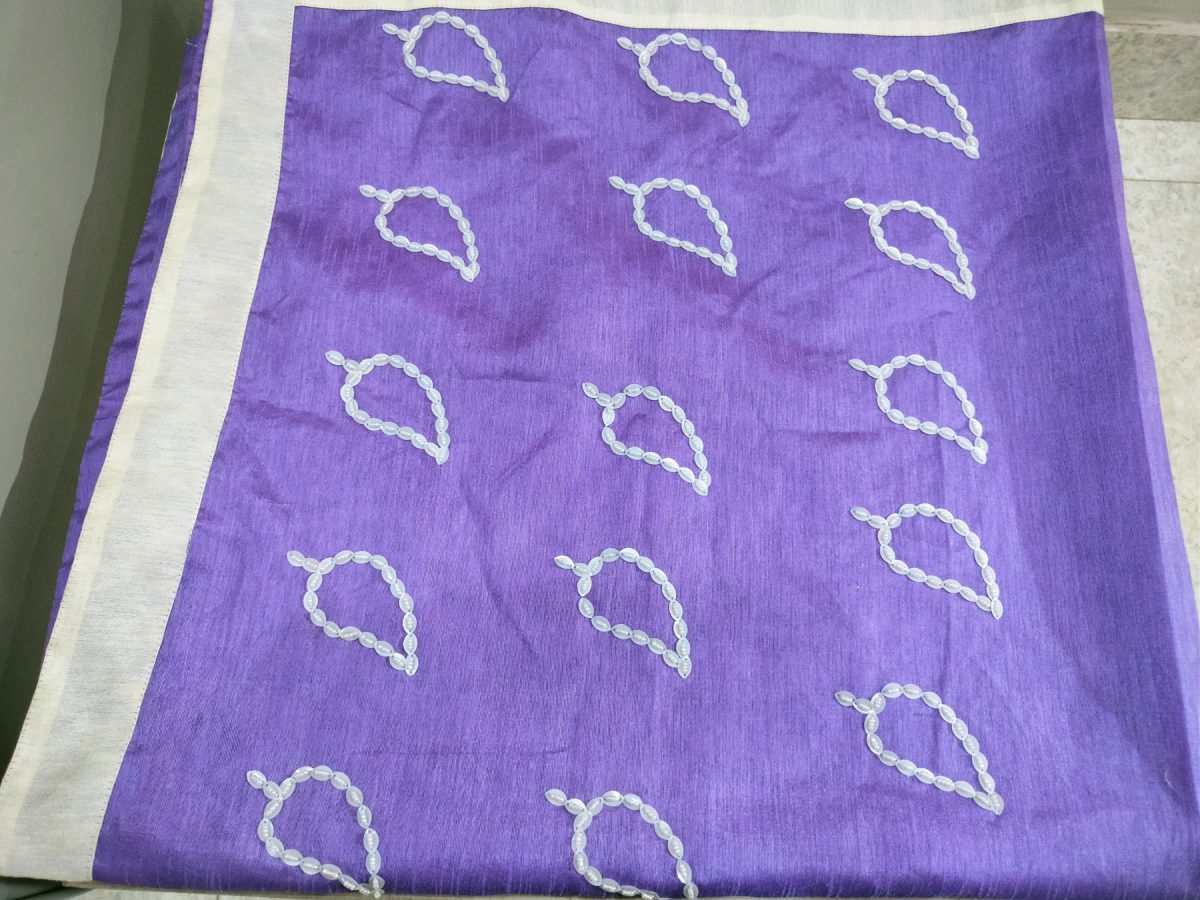 Purple raw silk with organza Patch