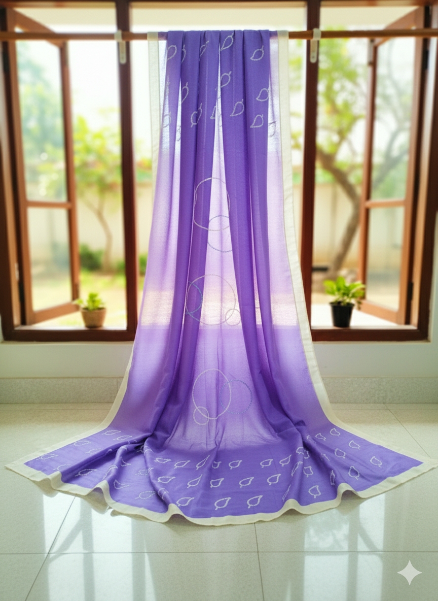 Purple raw silk with organza Patch