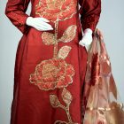 Maroon Raw Silk - Hand Embellished and Applique Work