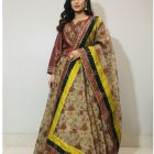 Raw silk jamawar and printed zari organza miray