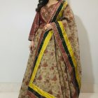 Raw silk jamawar and printed zari organza miray