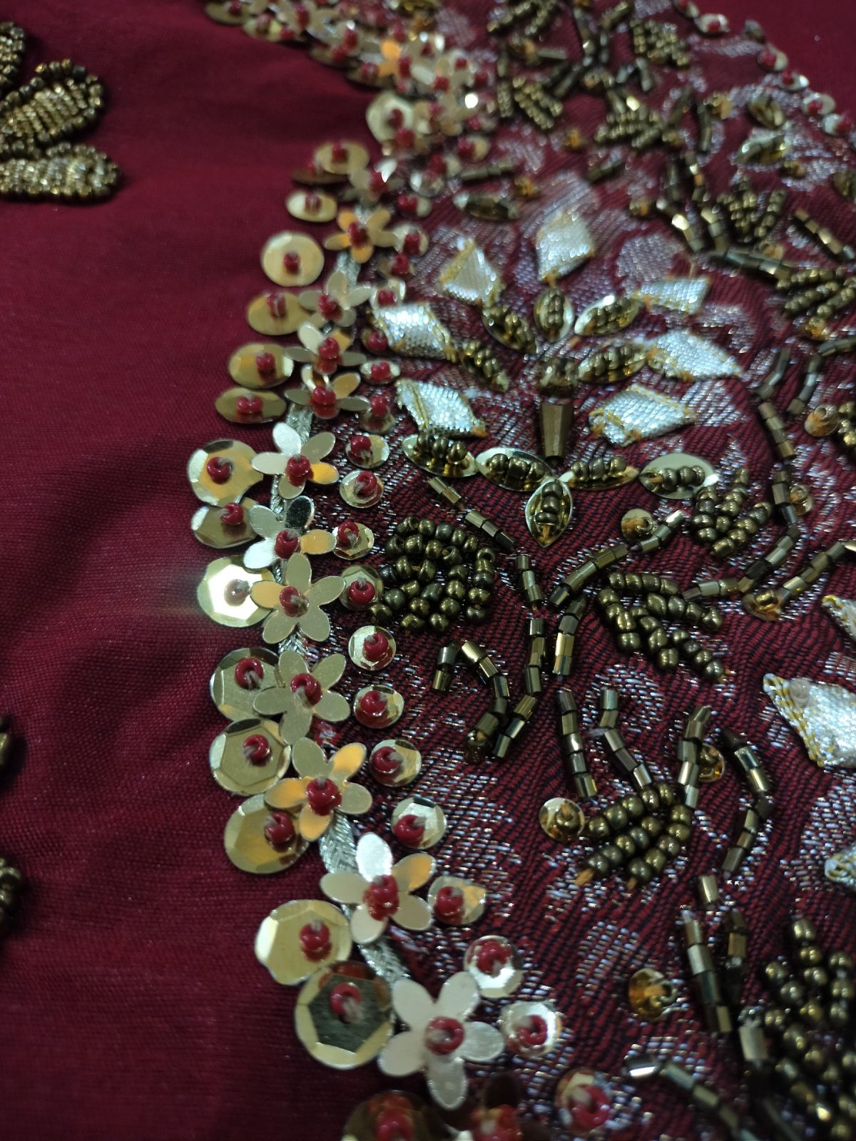 Raw silk jamawar and printed zari organza miray