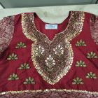 Raw silk jamawar and printed zari organza miray