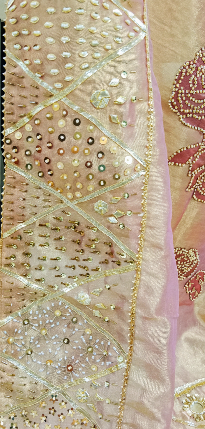 Zari Organza Peach Shawl