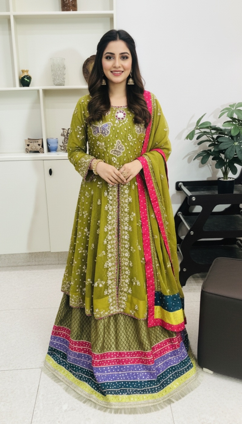 Zeenat - Green Festive Lehenga Set